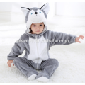 Bébé doux flanelle barboteuse Animal Onesie pyjamas tenues costume, vêtements de couchage, tissu gris mignon, serviette à capuchon de bébé